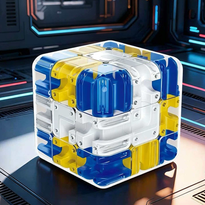 Brain Teaser Cube - Novelty 3D Rolling Ball Maze Cube