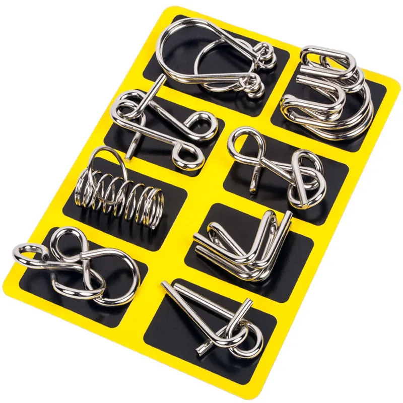 Brain Teaser Cube - 8PCS/Set Metal Montessori Wire Puzzle IQ