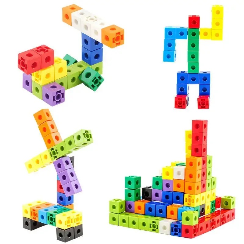 100PCS Set Linking Cubes Math  - Brain Teaser Cube 评论和价格