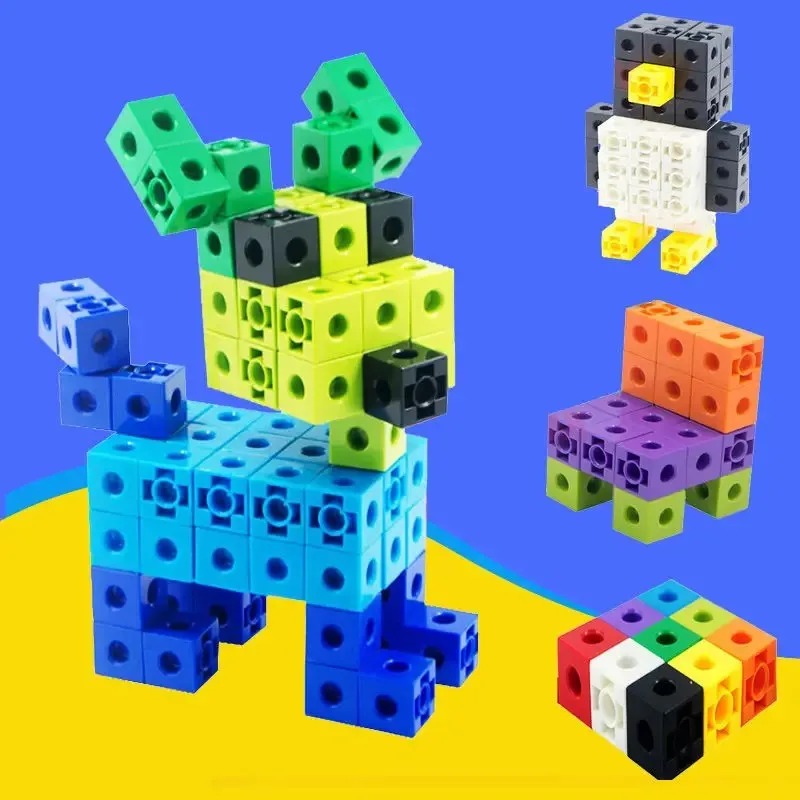 100PCS Set Linking Cubes Math  - Brain Teaser Cube 评论和价格