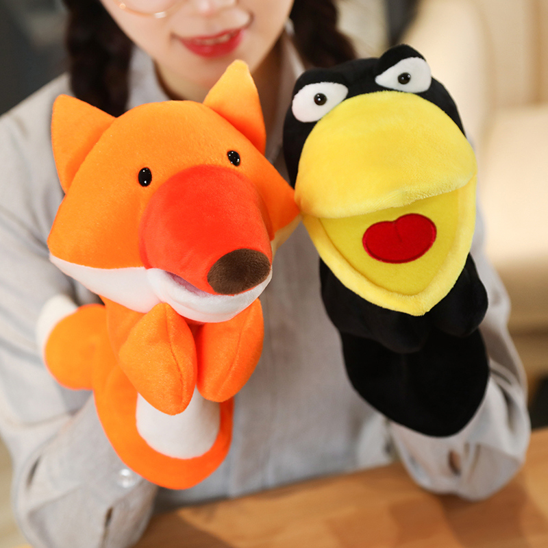 25cm Fox Crow Baby Hand Puppet - Kids Education Story 评论和价格
