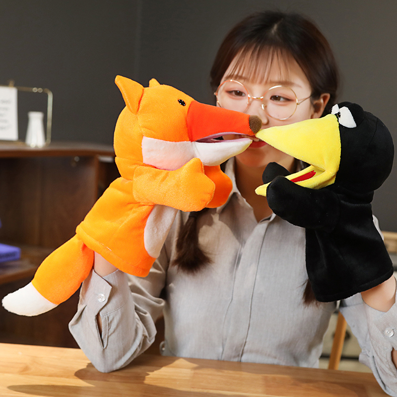 25cm Fox Crow Baby Hand Puppet - Kids Education Story 评论和价格