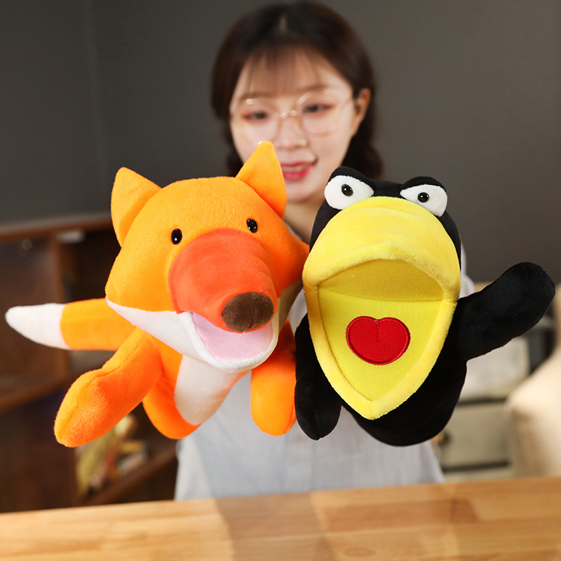 25cm Fox Crow Baby Hand Puppet - Kids Education Story 评论和价格
