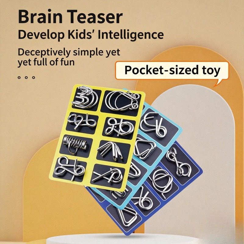 8 Pieces Metal Puzzle Set Clas - Brain Teaser Cube 评论和价格
