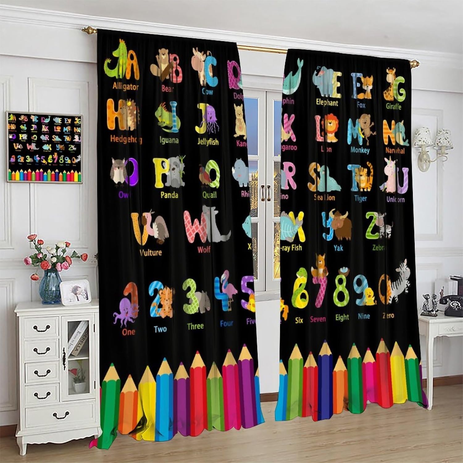 Cartoon ABC Alphabet Curtains, - Kids Education Youtube 评论和价格