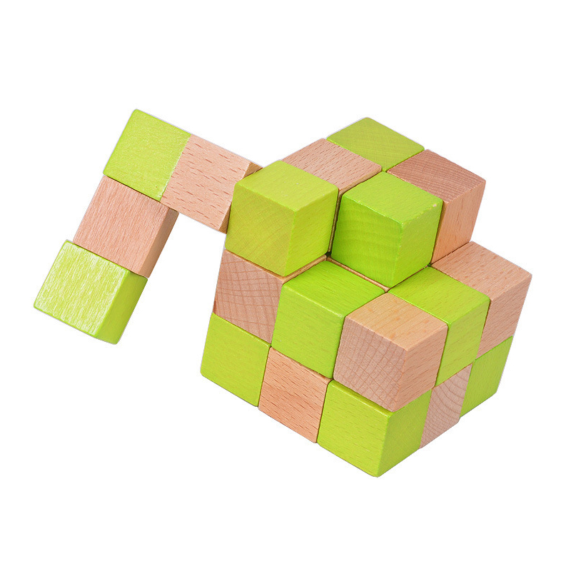 Wooden Snake Cube Puzzle IQ Lo - Brain Teaser Cube 评论和价格