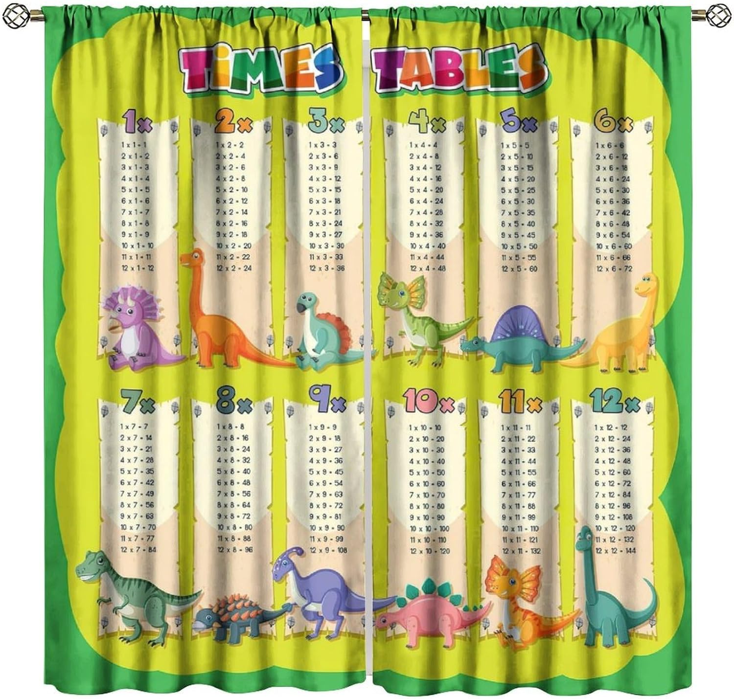 Dinosaur Times Table Curtain M - Kids Education Youtube 评论和价格