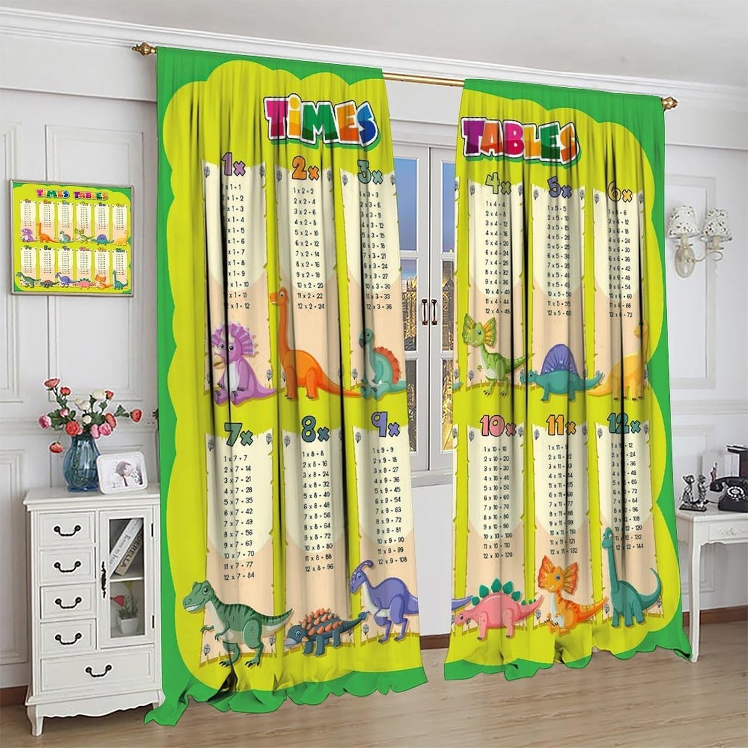 Dinosaur Times Table Curtain M - Kids Education Youtube 评论和价格