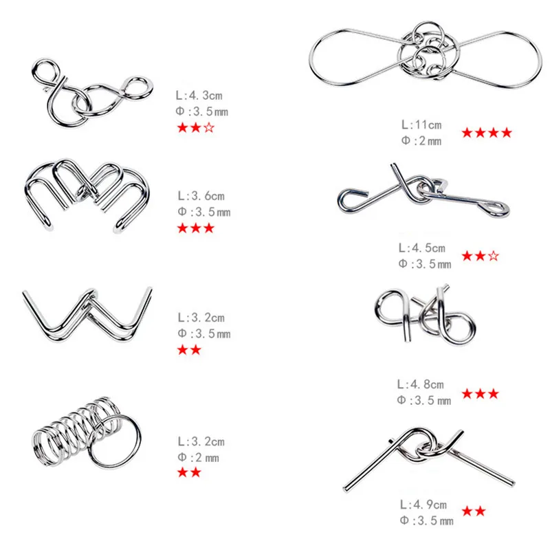 8PCS/Set Metal Montessori Wire - Brain Teaser Cube 评论和价格