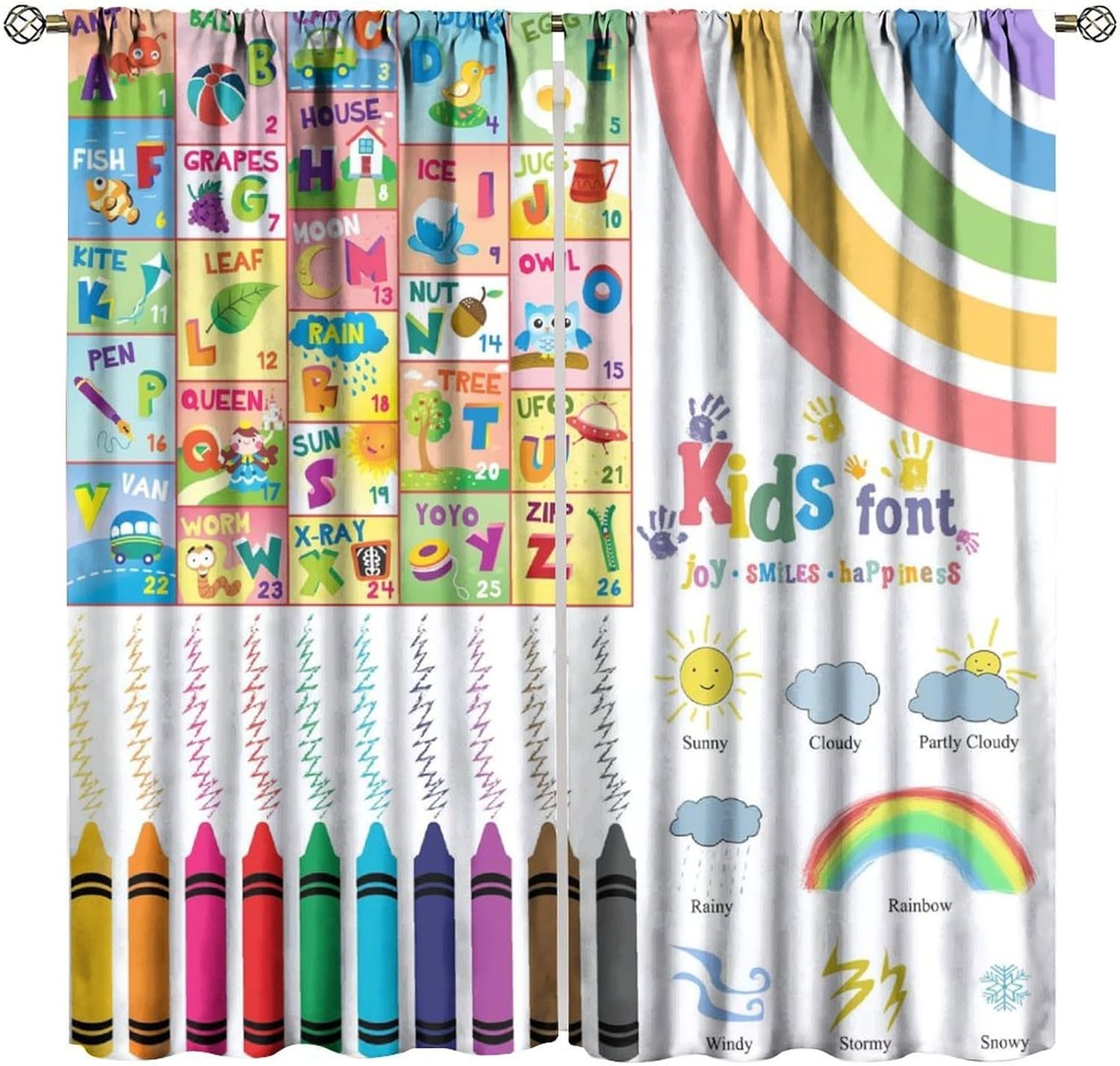 Alphabet Kids Curtains,Colorfu - Kids Education In Japan 评论和价格