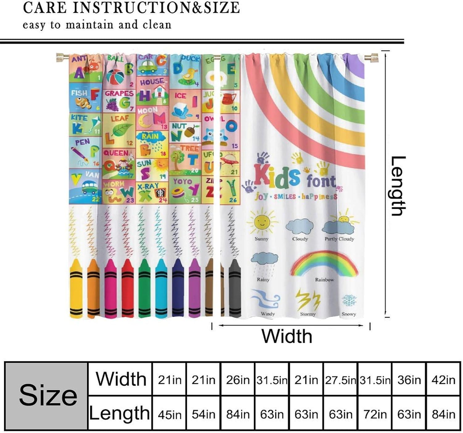 Alphabet Kids Curtains,Colorfu - Kids Education In Japan 评论和价格