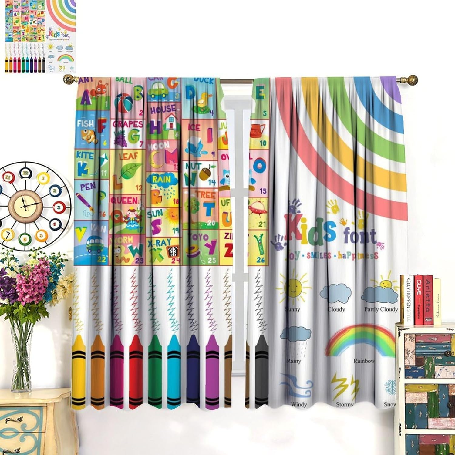 Alphabet Kids Curtains,Colorfu - Kids Education In Japan 评论和价格